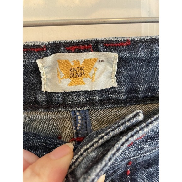 Antik Jeans Womens 29 (36x29) Embroidered Blue Denim Jeans Flap Pockets Bootcut - Picture 6 of 12